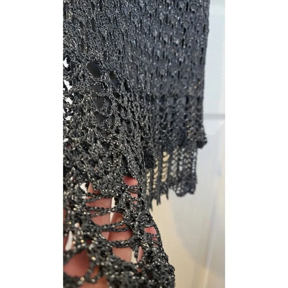Belle By Oasis Sz Small Dress Crochet Metallic Glitter Coctel Formal Strech Y2k